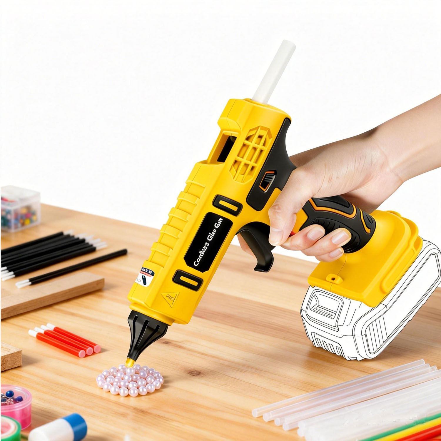 Pistola de pegamento caliente  - Hot Melt Glue Gun Cordless reseña y precio