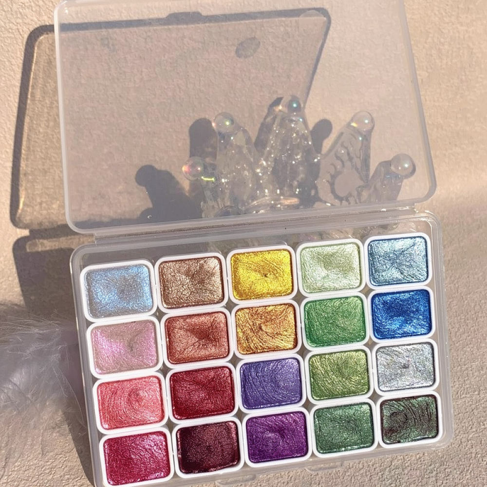 Set de acuarelas metálicas con - Watercolor Paint Set Solid Pigment reseña y precio